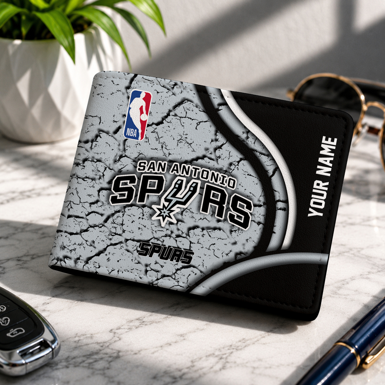 VIRAL EDITION - NEW CUSTOMIZED NBA23 SAS SAN ANTONIO SPURS LEATHER WALLET
