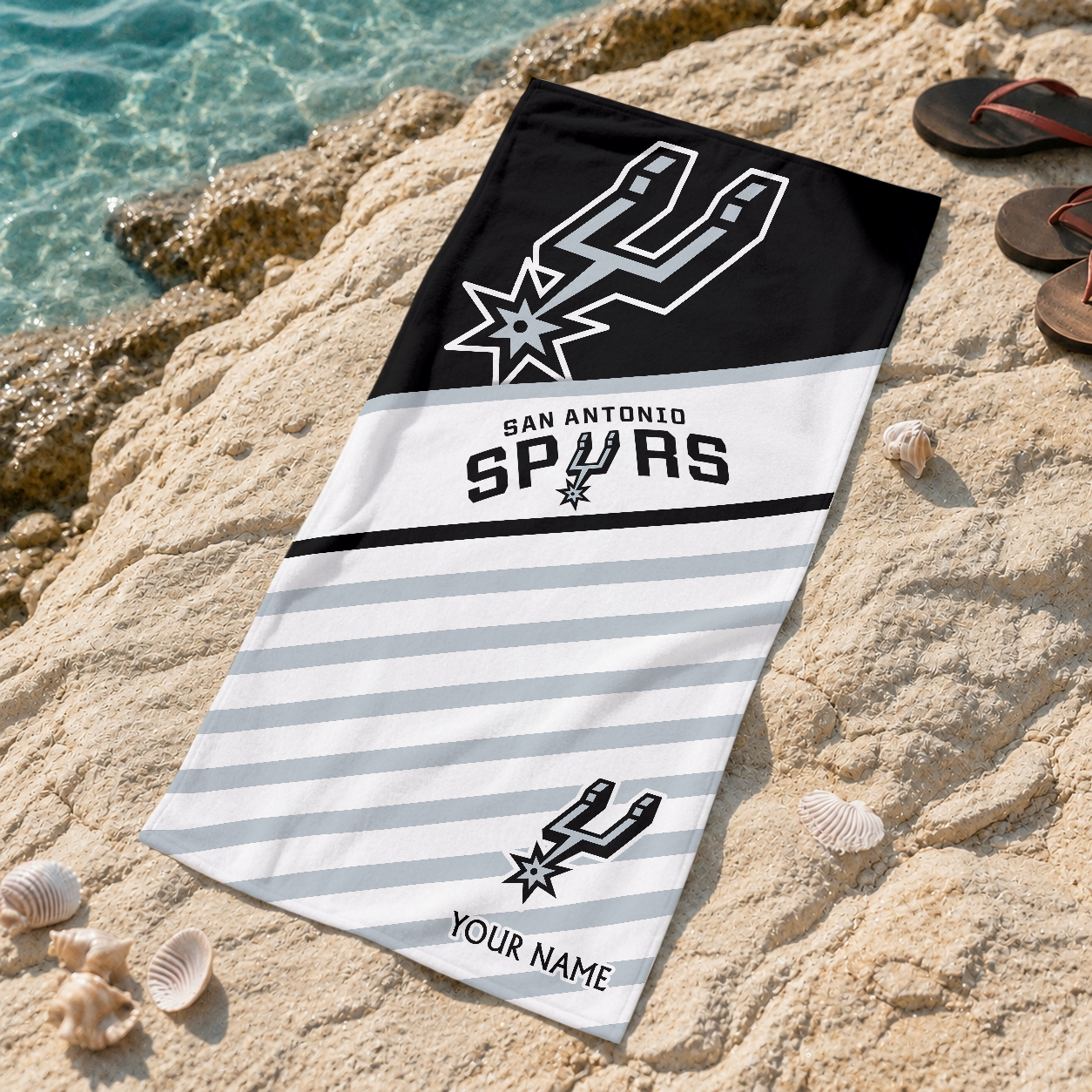 LIMITED EDITION - NEW CUSTOMIZED NBA23 SAS SAN ANTONIO SPURS BEACH TOWEL FOR FAN