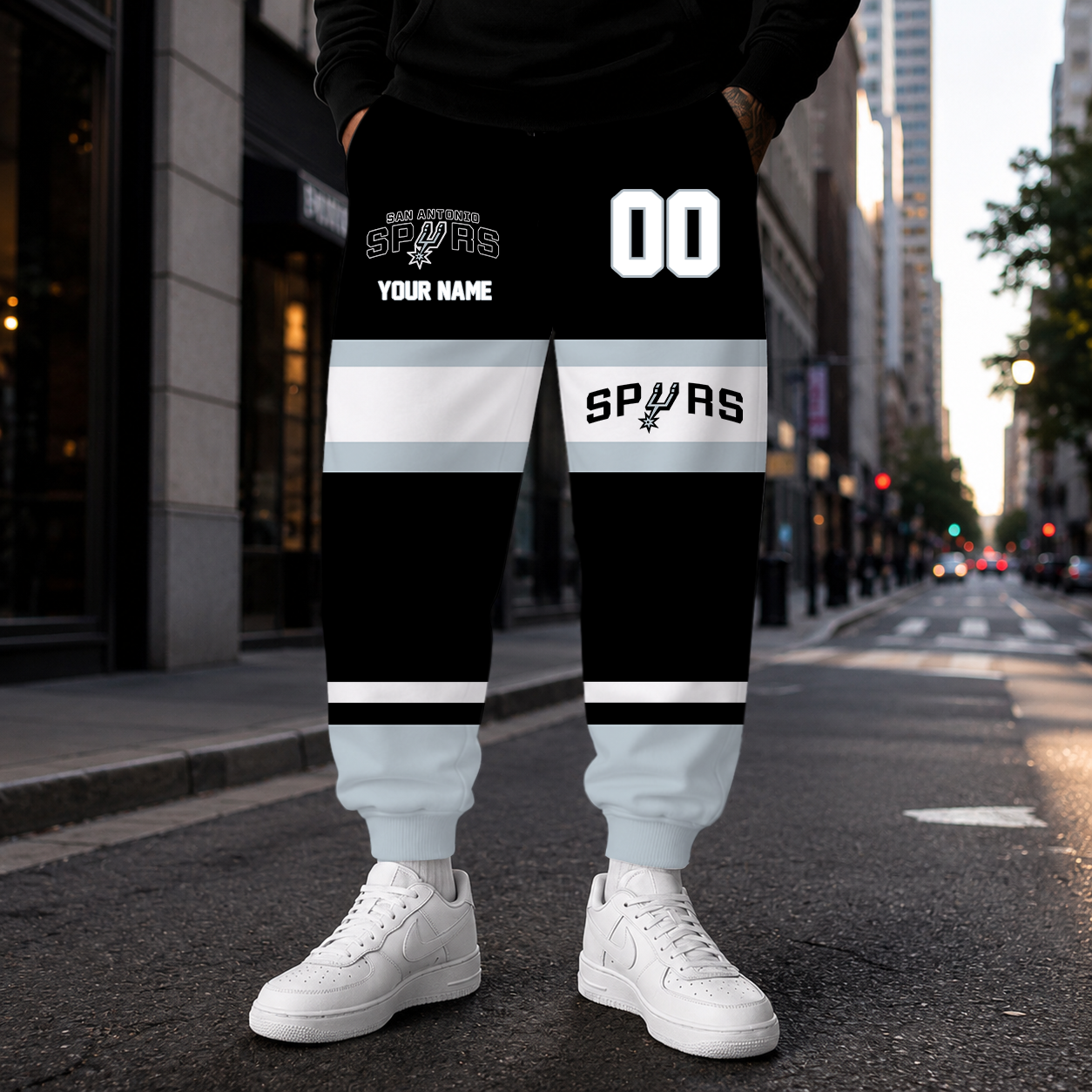 ELITE EDITION - NEW CUSTOMIZED NBA23 SAS SAN ANTONIO SPURS SWEATPANTS