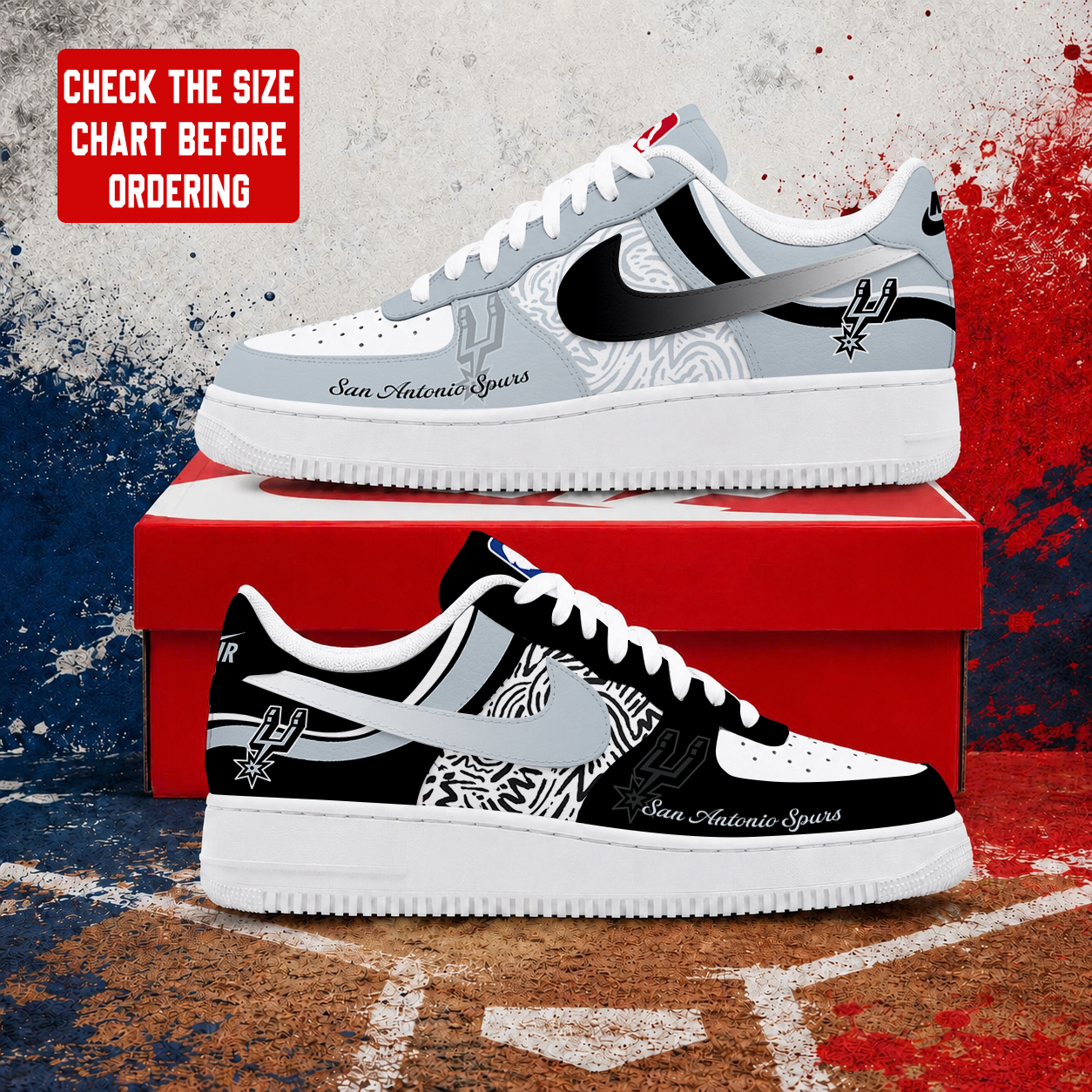 VIRAL EDITION - NEW CUSTOMIZED NBA23 SAS SAN ANTONIO SPURS AF1 SNEAKERS