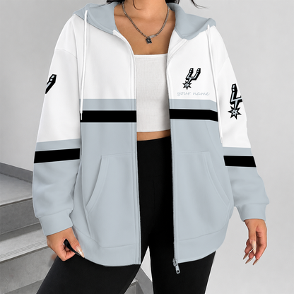[HOT DEAL] NEW CUSTOMIZED NBA23 SAS SAN ANTONIO SPURS ZIP HOODIE