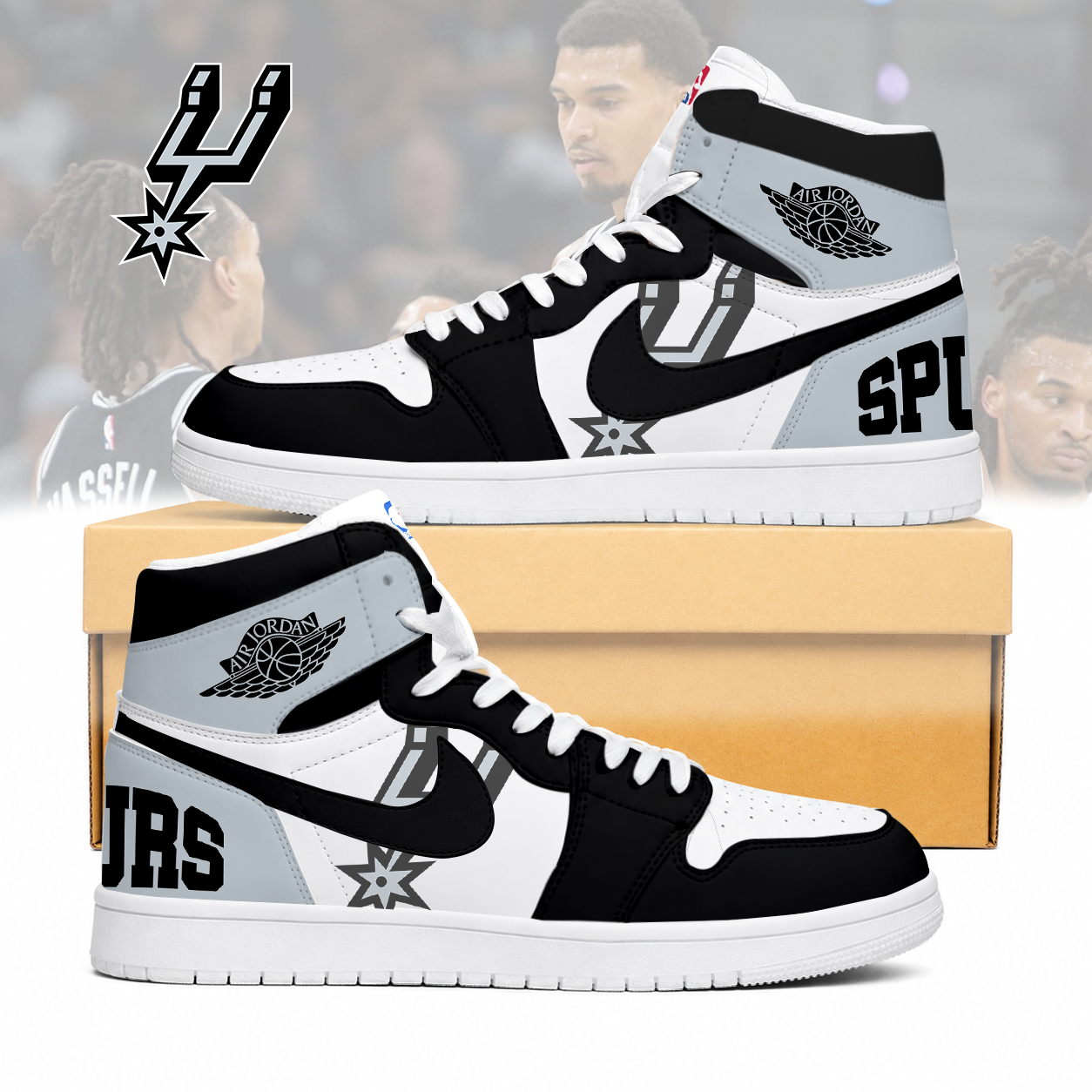 LIMITED EDITION - NEW CUSTOMIZED NBA23 SAS SAN ANTONIO SPURS AIR JORDAN SNEAKERS