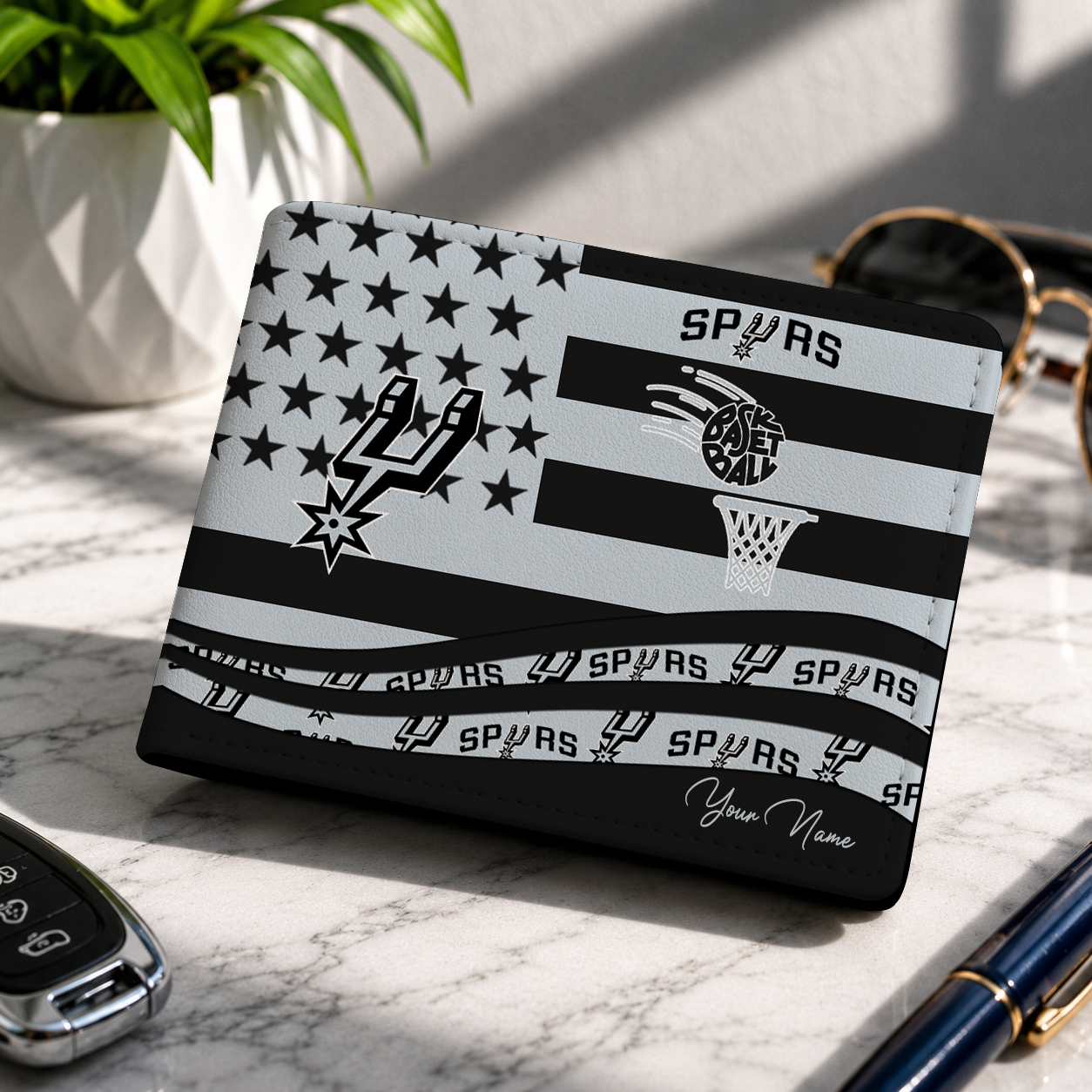 SPECIAL EDITION - NEW CUSTOMIZED NBA23 SAS SAN ANTONIO SPURS LEATHER WALLET