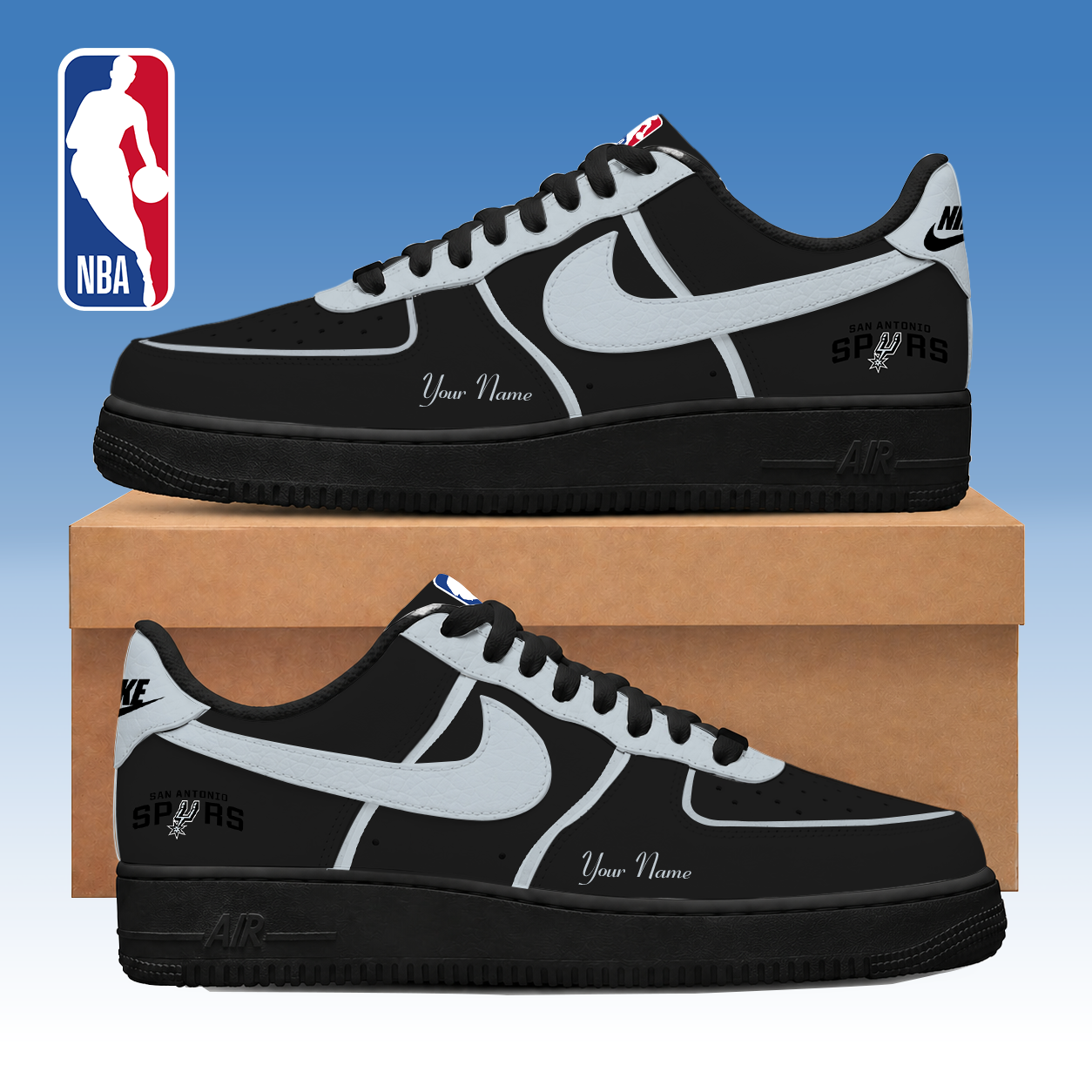 LIMITED EDITION - NEW CUSTOMIZED NBA23 SAS SAN ANTONIO SPURS AF1 SNEAKERS