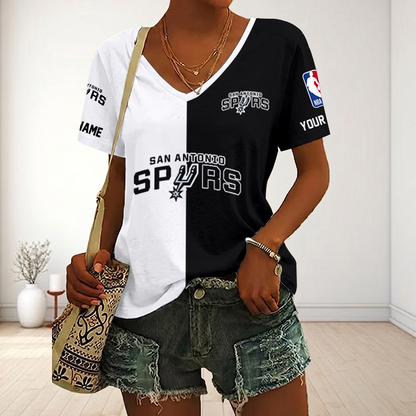 LIMITED EDITION - NEW CUSTOMIZED NBA23 SAS SAN ANTONIO SPURS V-NECK FEMALE SHIRT