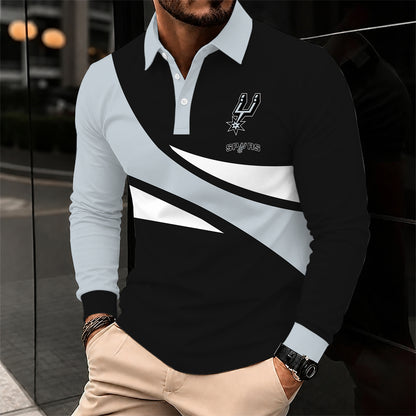 [HOT DEAL] NEW CUSTOMIZED NBA23 SAS SAN ANTONIO SPURS MEN LONG SLEEVE POLO