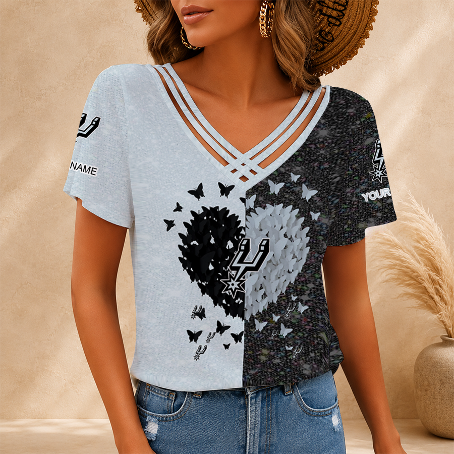 LIMITED EDITION - NEW CUSTOMIZED NBA23 SAS SAN ANTONIO SPURS V-NECK SHIRT