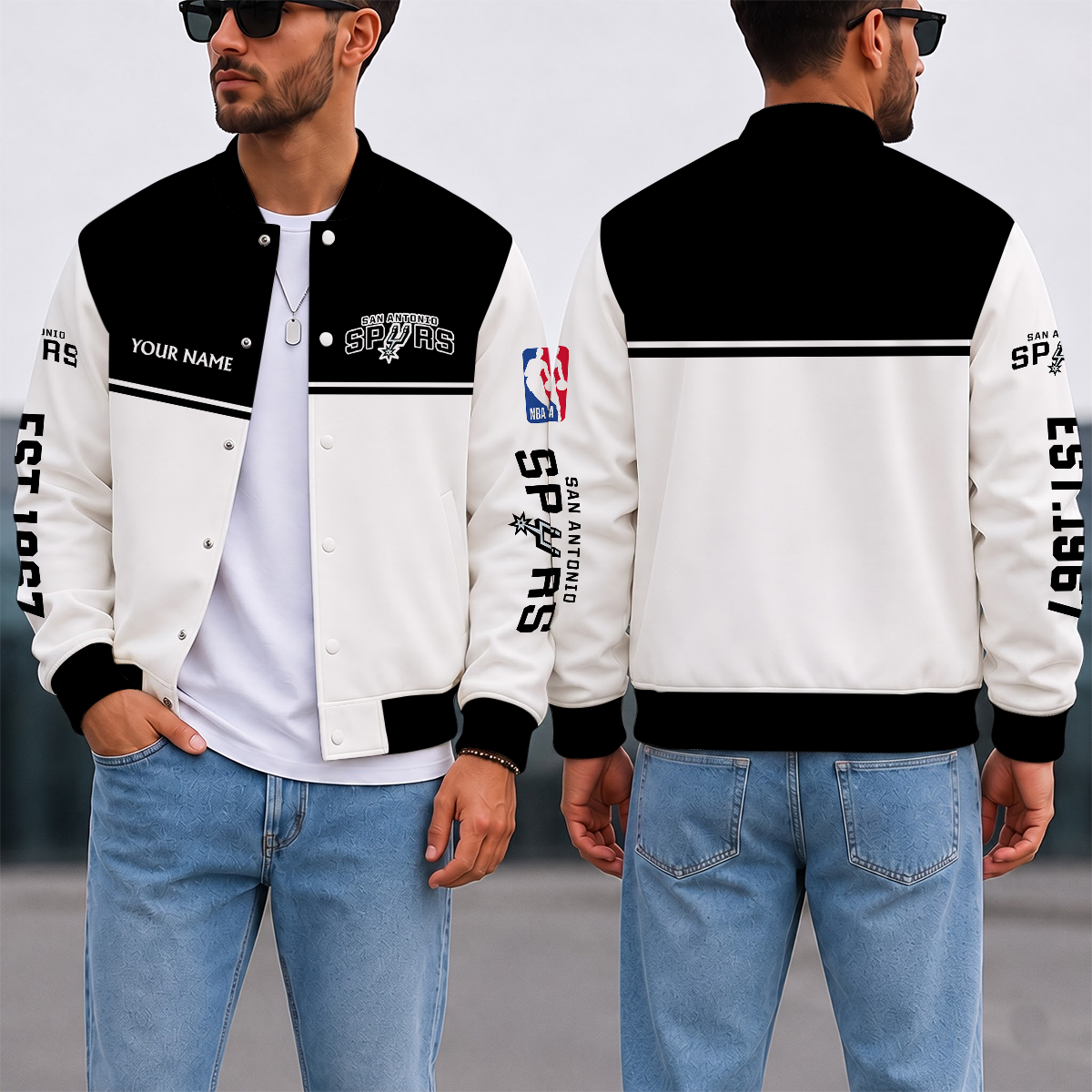 LIMITED EDITION - NEW CUSTOMIZED NBA23 SAS SAN ANTONIO SPURS BASEBALL JACKET, SATIN VARSITY JACKET
