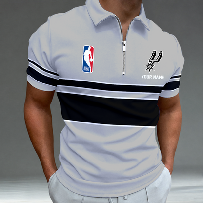 [HOT DEAL] NEW CUSTOMIZED NBA23 SAS SAN ANTONIO SPURS ZIP POLO SHIRT