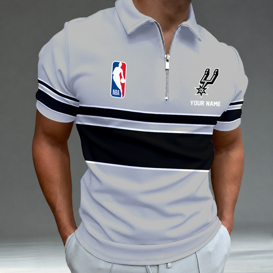 [HOT DEAL] NEW CUSTOMIZED NBA23 SAS SAN ANTONIO SPURS ZIP POLO SHIRT