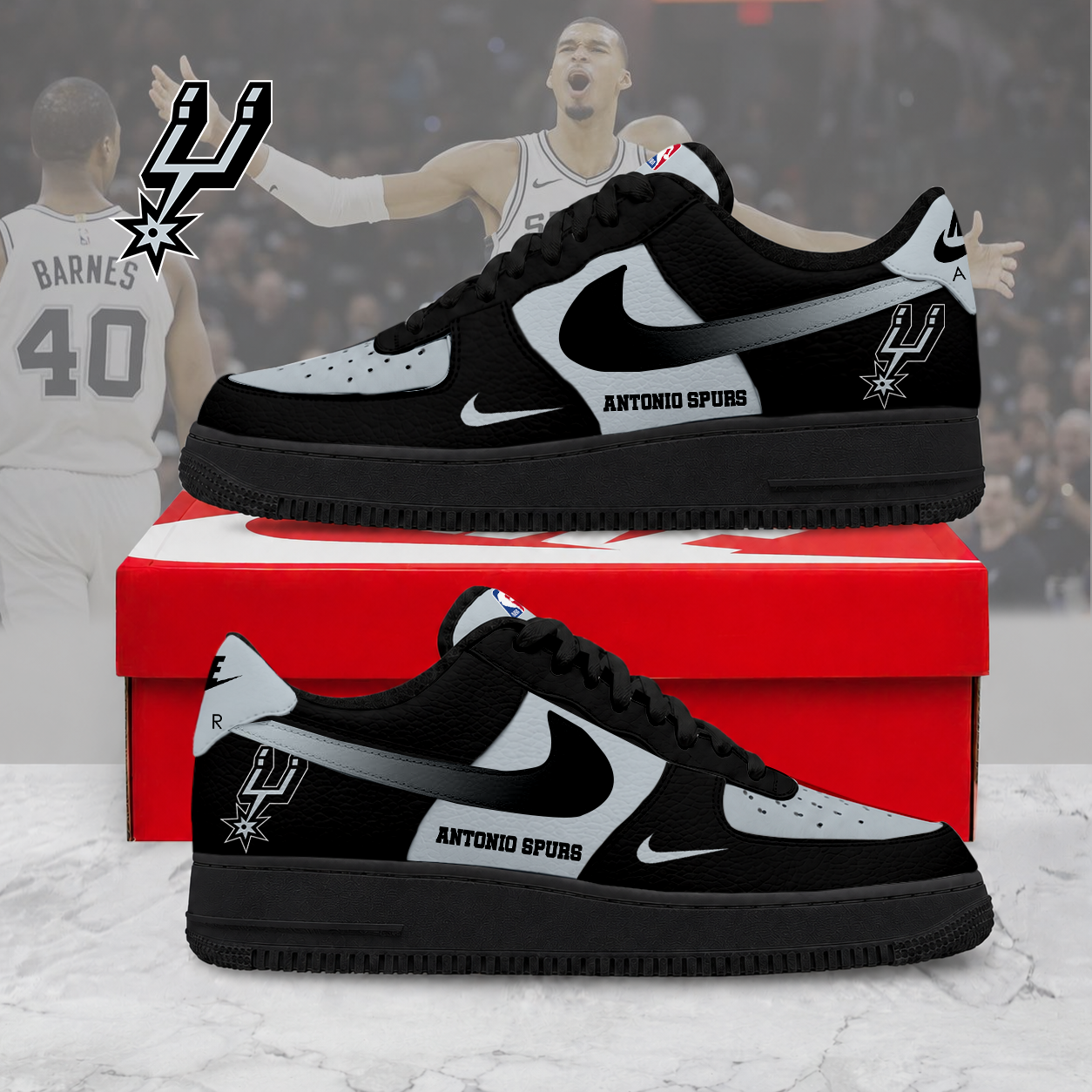 LIMITED EDITION - NEW CUSTOMIZED NBA23 SAS SAN ANTONIO SPURS AF1 SNEAKERS