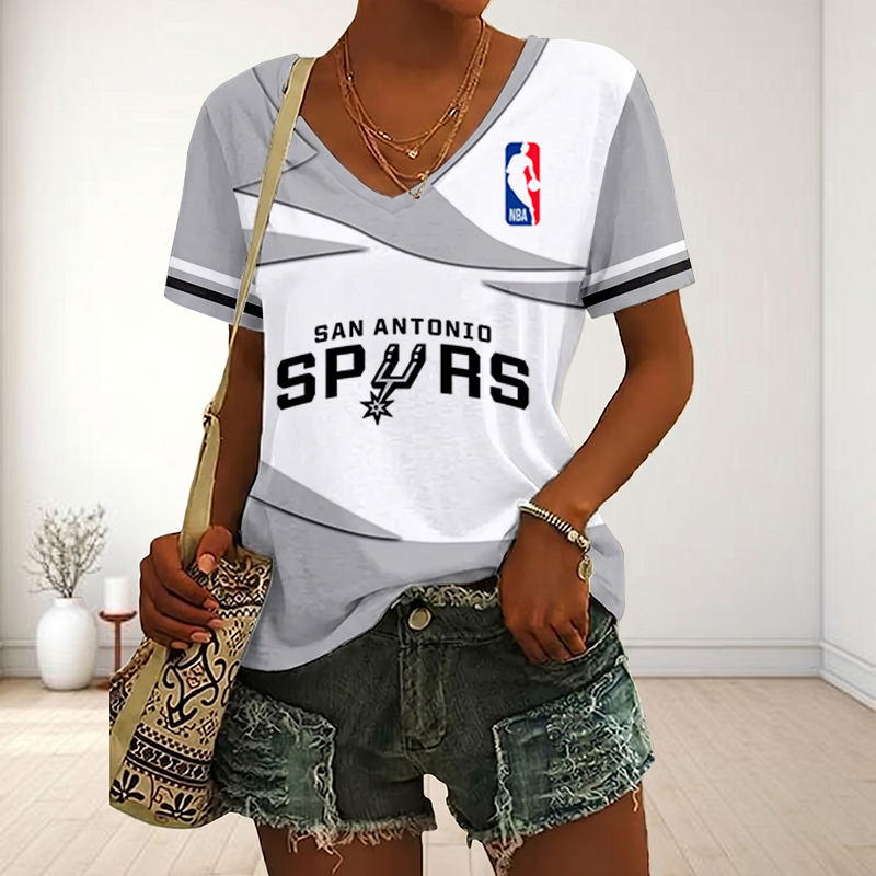 LIMITED EDITION - NEW CUSTOMIZED NBA23 SAS SAN ANTONIO SPURS V-NECK FEMALE SHIRT