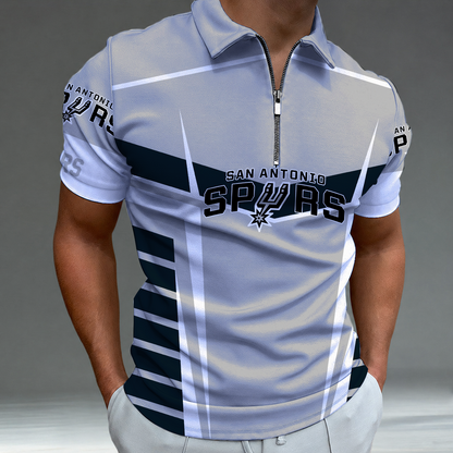 [HOT DEAL] NEW CUSTOMIZED NBA23 SAS SAN ANTONIO SPURS ZIP POLO SHIRT