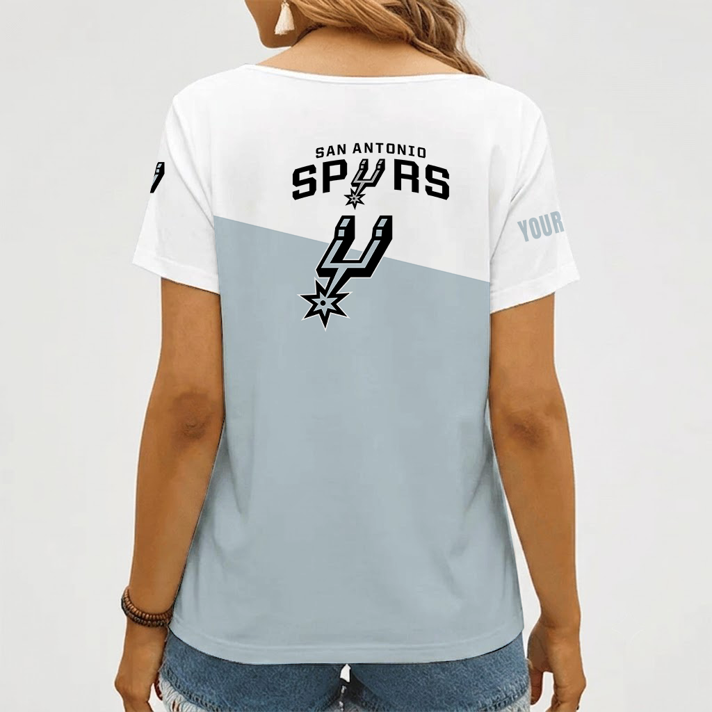 [HOT DEAL] NEW CUSTOMIZED NBA23 SAS SAN ANTONIO SPURS V-NECK FEMALE SHIRT