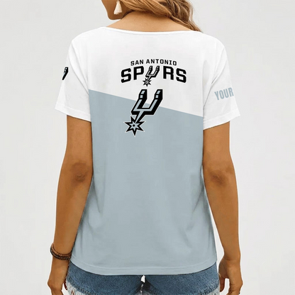 [HOT DEAL] NEW CUSTOMIZED NBA23 SAS SAN ANTONIO SPURS V-NECK FEMALE SHIRT