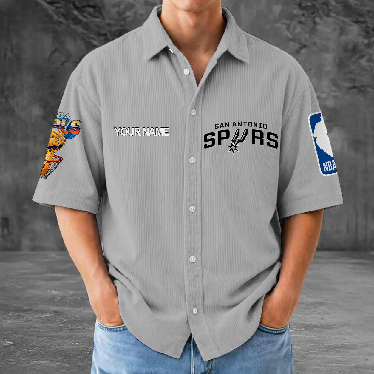 [HOT DEAL] NEW CUSTOMIZED NBA23 SAS SAN ANTONIO SPURS SEERSUCKER BUTTON SHIRT