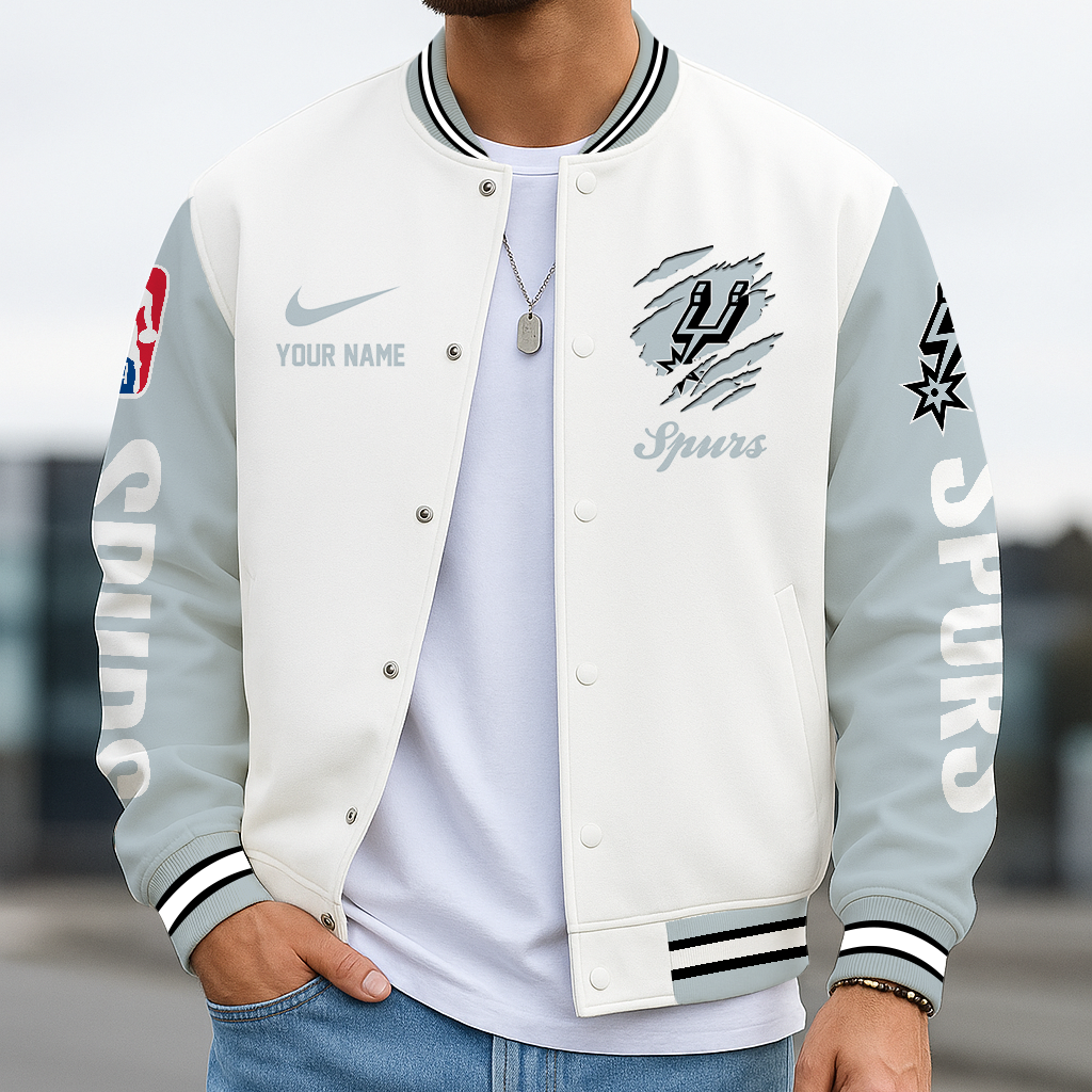LIMITED EDITION - NEW CUSTOMIZED NBA23 SAS SA SPURS BASEBALL JACKET, SATIN VARSITY JACKET