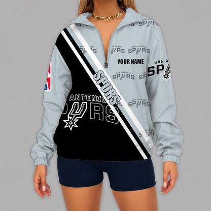 [HOT DEAL] NEW CUSTOMIZED NBA23 SAS SAN ANTONIO SPURS V-NECK ZIPPER SWEATSHIRT JACKET