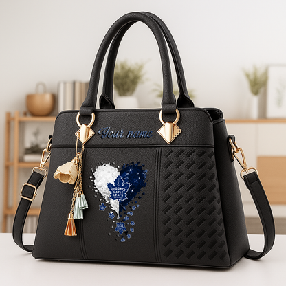 LIMITED EDITION - NEW CUSTOMIZED NHL23 TML TORONTO MAPLE LEAFS ZIP HANDBAG MULTICOLOR