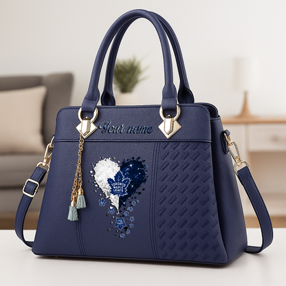 LIMITED EDITION - NEW CUSTOMIZED NHL23 TML TORONTO MAPLE LEAFS ZIP HANDBAG MULTICOLOR