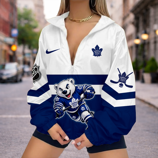 LIMITED EDITION - NEW CUSTOMIZED NHL23 TML TORONTO MAPLE LEAFS V-NECK ZIPPER SWEATSHIRT JACKET