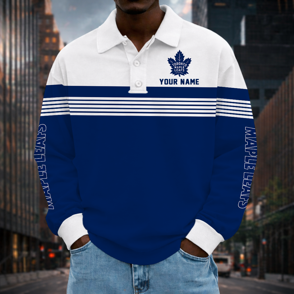 SPECIAL EDITION - NEW CUSTOMIZED NHL23 TML TORONTO MAPLE LEAFS MEN LONG SLEEVE POLO