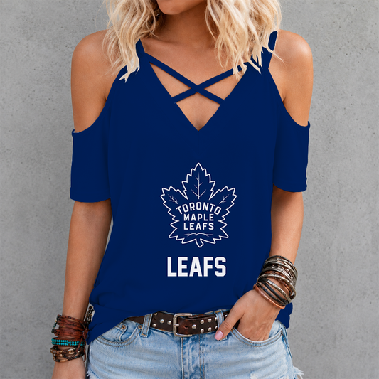 LIMITED EDITION - NEW CUSTOMIZED NHL23 TML TORONTO MAPLE LEAFS CRISS CROSS V-NECK TOP