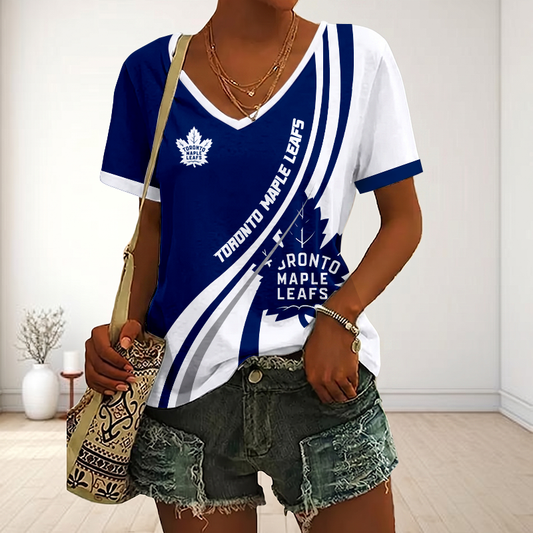 LIMITED EDITION - NEW CUSTOMIZED NHL23 TML TORONTO MAPLE LEAFS V-NECK FEMALE SHIRT
