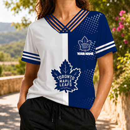 ELITE EDITION - NEW CUSTOMIZED NHL23 TML TORONTO MAPLE LEAFS V-NECK SHIRT