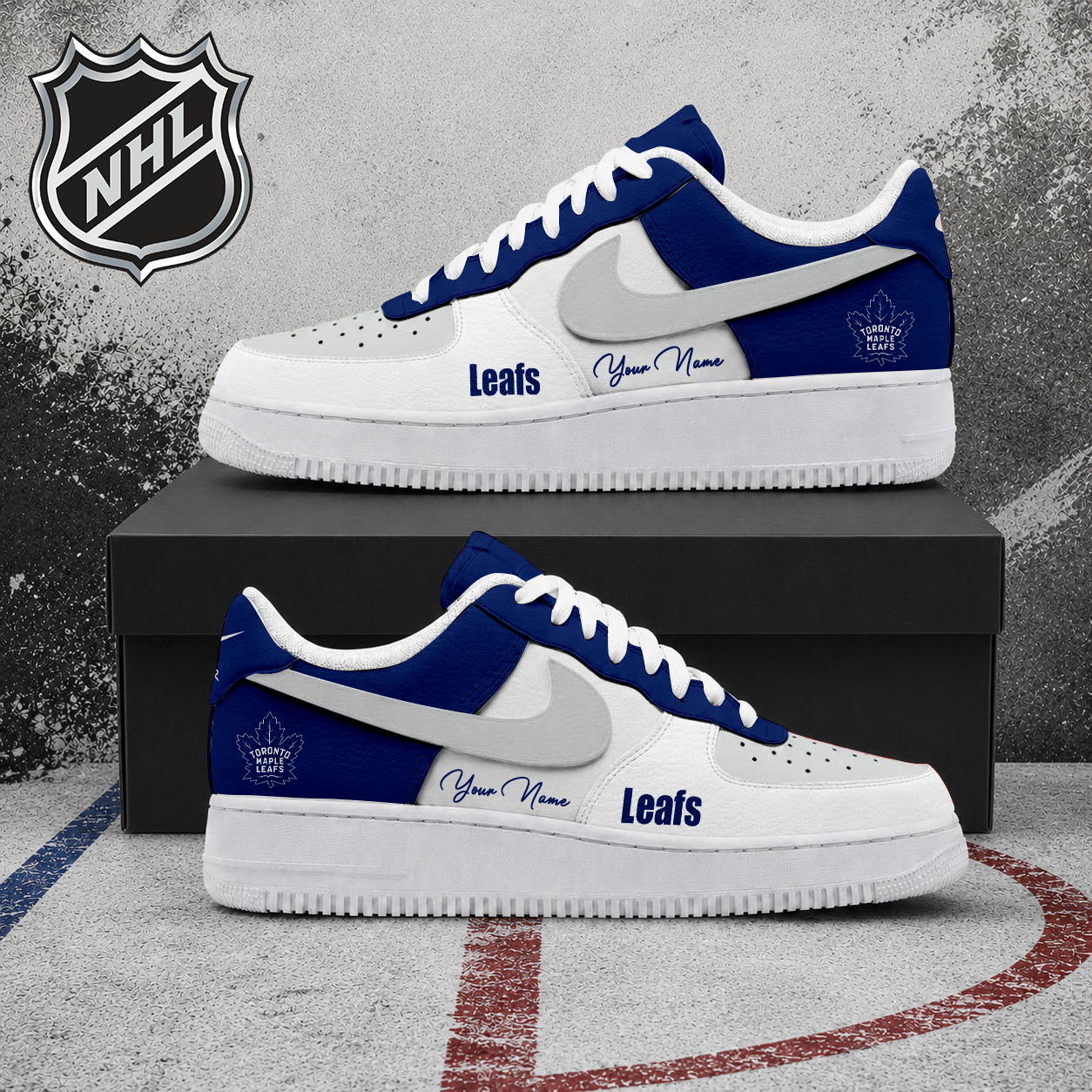 FINAL CLEARANCE - NEW CUSTOMIZED NHL23 TML TORONTO MAPLE LEAFS AF1 SHOES