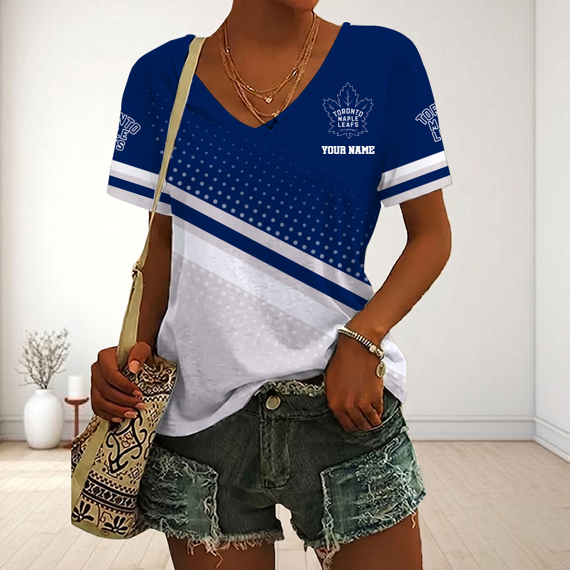 LIMITED EDITION - NEW CUSTOMIZED NHL23 TML TORONTO MAPLE LEAFS V-NECK FEMALE SHIRT