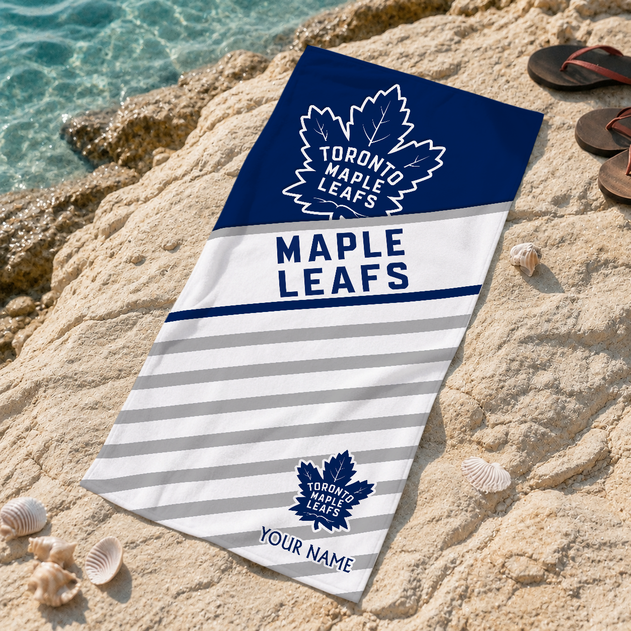 LIMITED EDITION - NEW CUSTOMIZED NHL23 TML TORONTO MAPLE LEAFS BEACH TOWEL