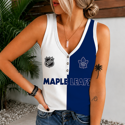 [SUPER SALE] NEW CUSTOMIZED NHL23 TML TORONTO MAPLE LEAFS WOMEN'S V-NECK TANK TOP