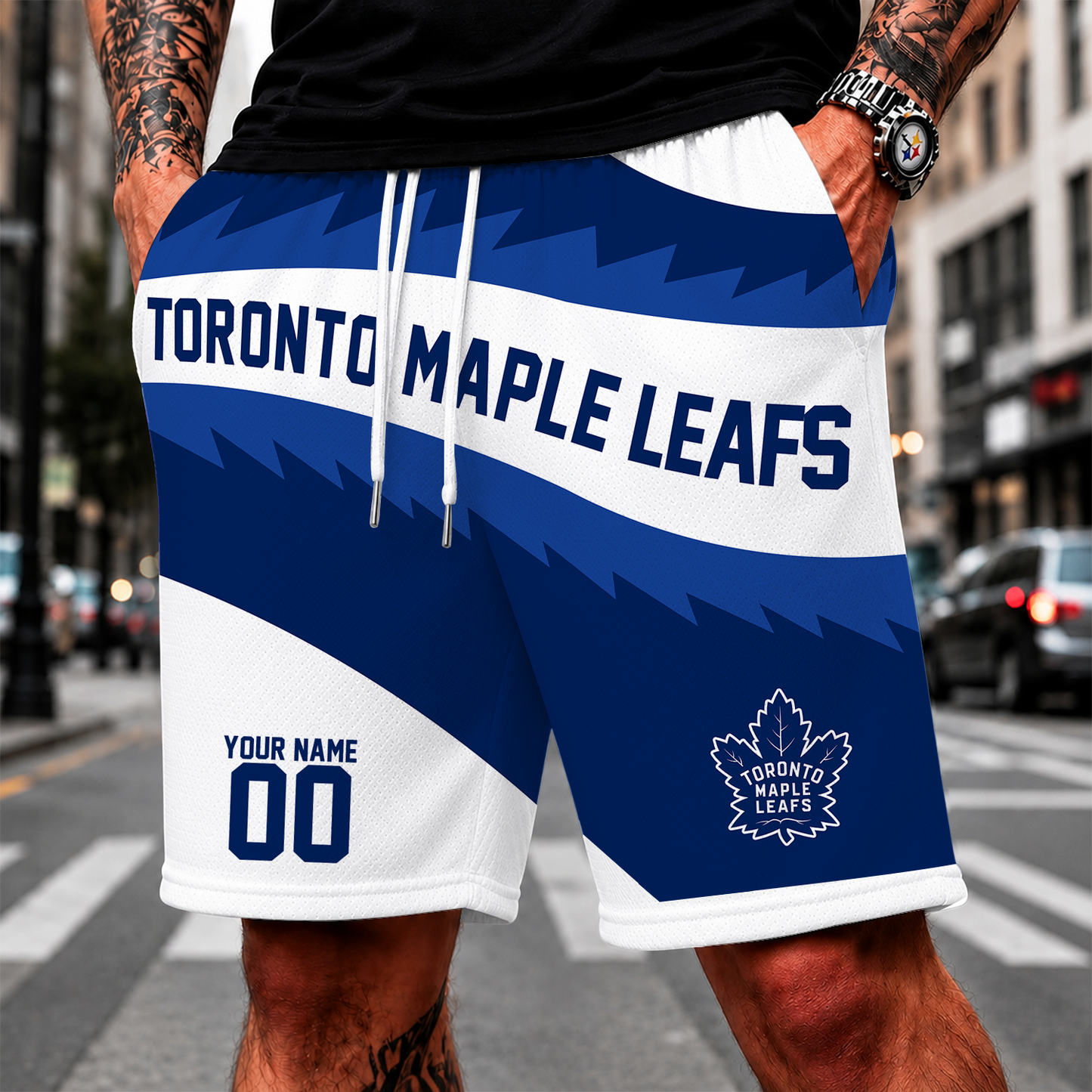 [SUPER SALE] NEW CUSTOMIZED NHL23 TML TORONTO MAPLE LEAFS SHORT PANTS
