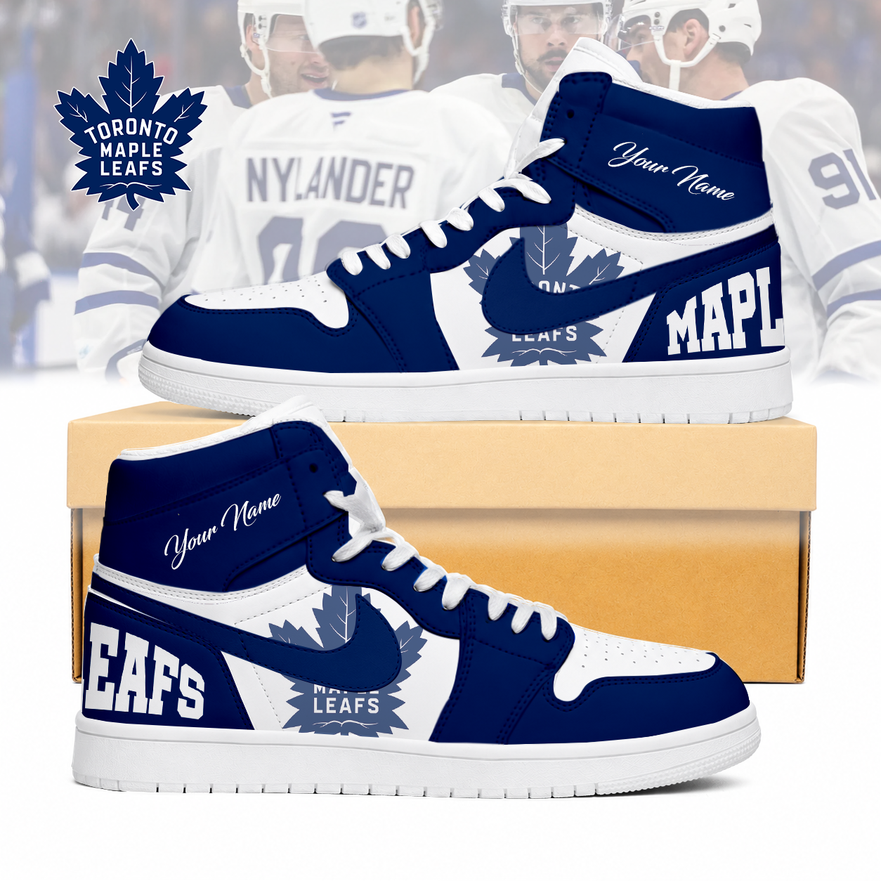 LIMITED EDITION - NEW CUSTOMIZED NHL23 TML TORONTO MAPLE LEAFS AIR JORDAN SNEAKERS