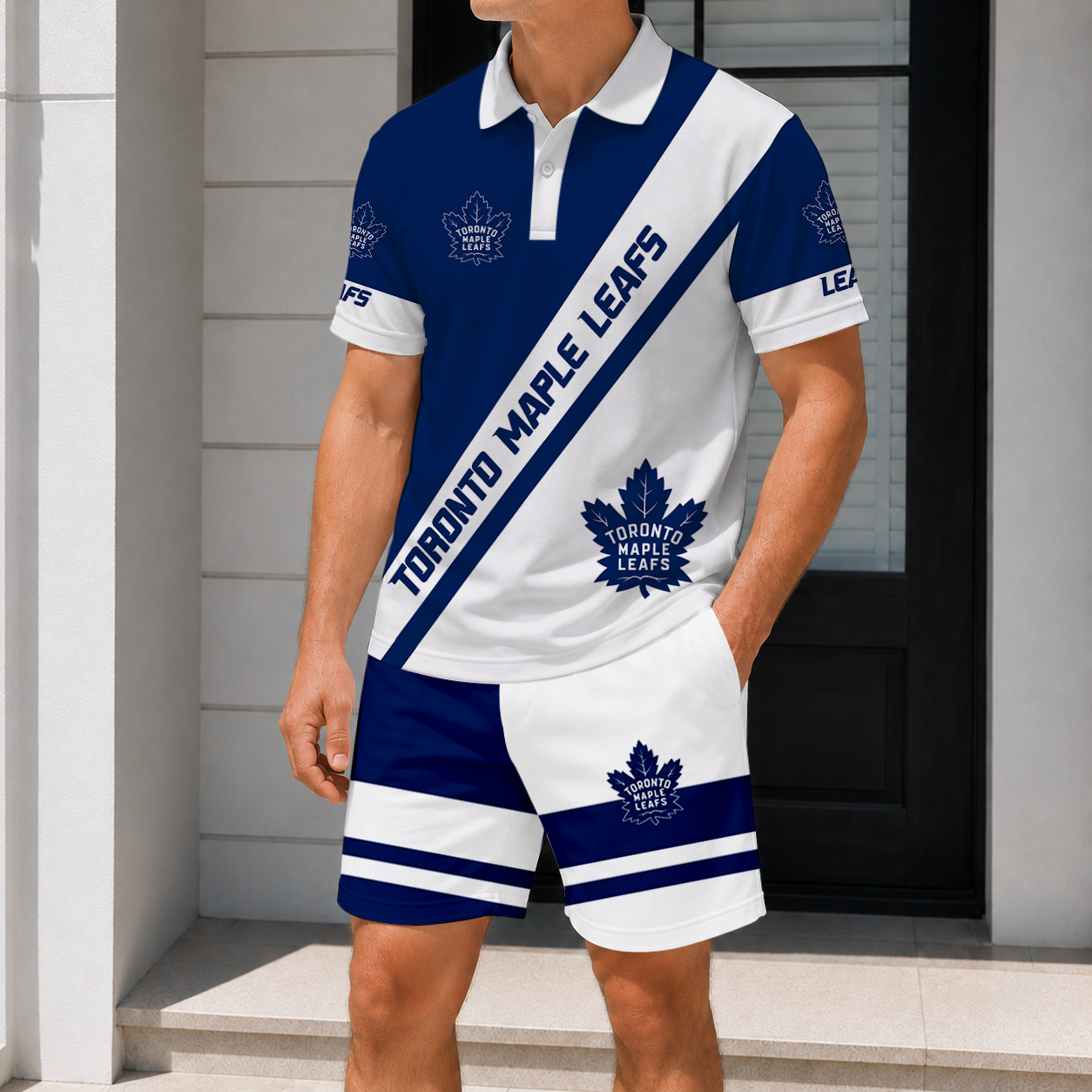LIMITED EDITION - NEW CUSTOMIZED NHL23 TML TORONTO MAPLE LEAFS POLO & SHORT PANTS SET