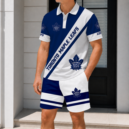 LIMITED EDITION - NEW CUSTOMIZED NHL23 TML TORONTO MAPLE LEAFS POLO & SHORT PANTS SET