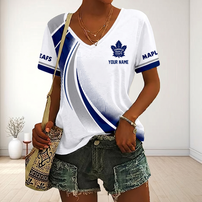 LIMITED EDITION - NEW CUSTOMIZED NHL23 TML TORONTO MAPLE LEAFS V-NECK FEMALE SHIRT