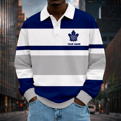 LIMITED EDITION - NEW CUSTOMIZED NHL23 TML TORONTO MAPLE LEAFS MEN LONG SLEEVE POLO