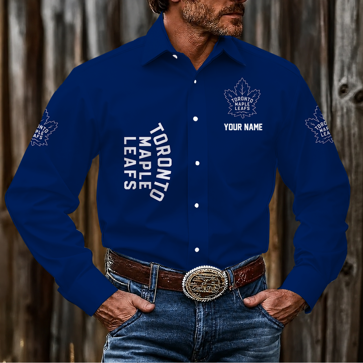 LIMITED EDITION - NEW CUSTOMIZED NHL23 TML TORONTO MAPLE LEAFS MEN'S LONG SLEEVE BUTTON-UP SHIRT