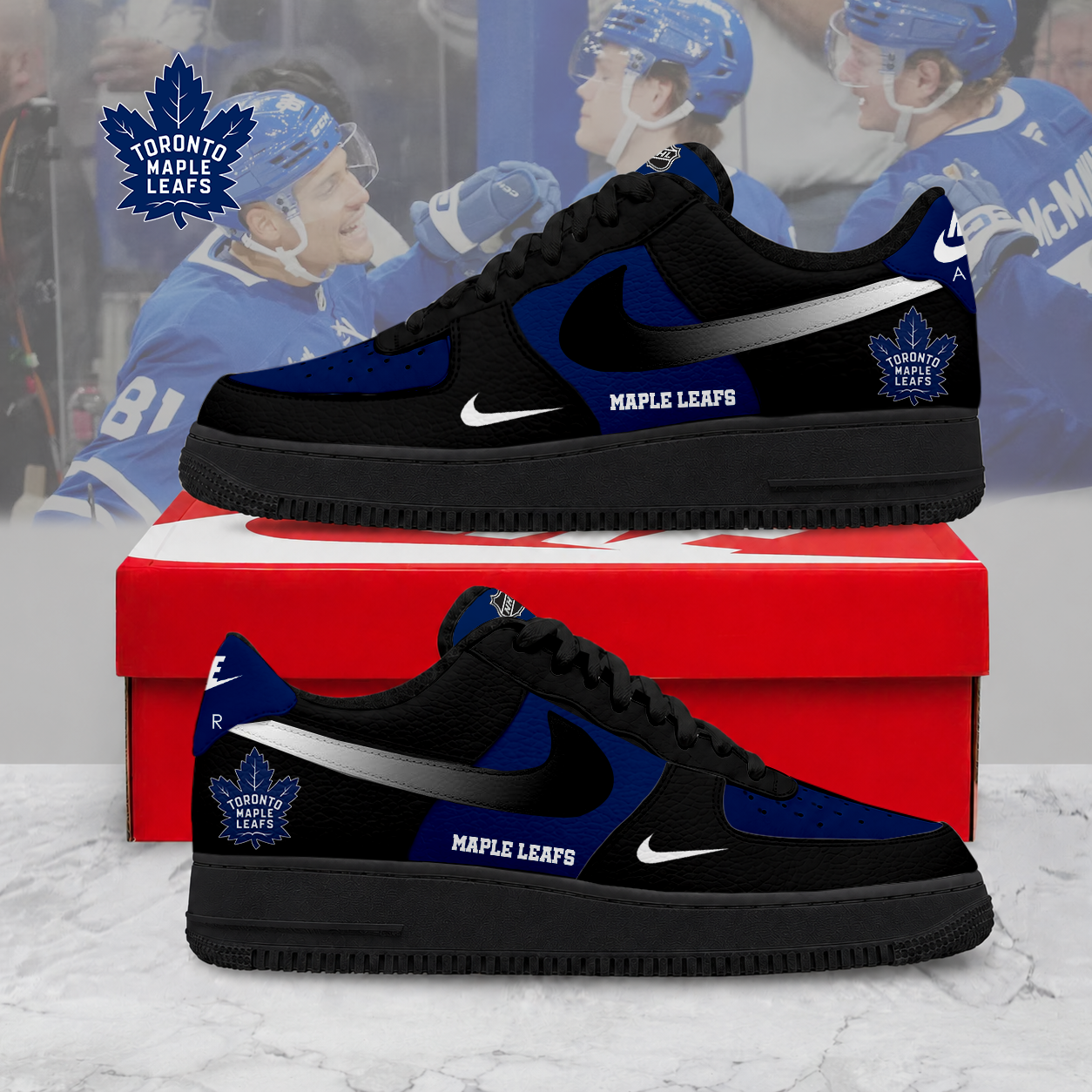 ELITE EDITION - NEW CUSTOMIZED NHL23 TML TORONTO MAPLE LEAFS AF1 SHOES
