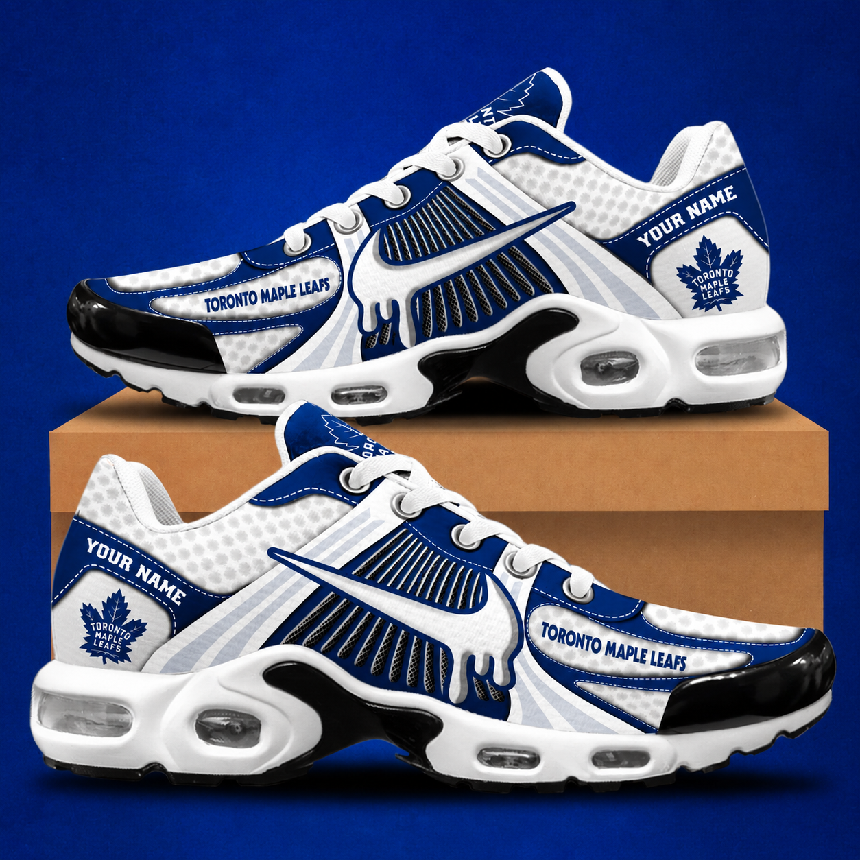 LIMITED EDITION - NEW CUSTOMIZED NHL23 TML TORONTO MAPLE LEAFS AIR MAX PLUS SNEAKERS