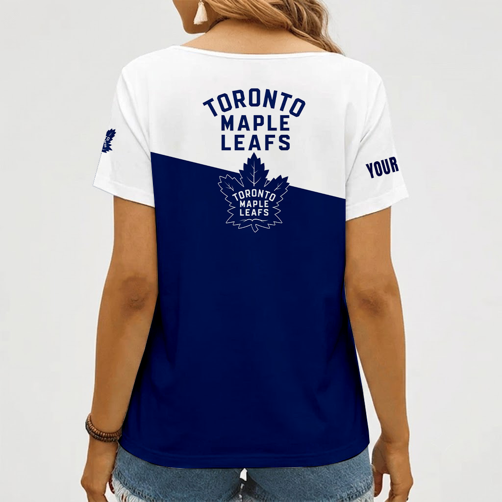 [SUPER SALE] NEW CUSTOMIZED NHL23 TML TORONTO MAPLE LEAFS V-NECK FEMALE SHIRT