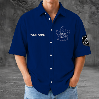 [SUPER SALE] NEW CUSTOMIZED NHL23 TML TORONTO MAPLE LEAFS SEERSUCKER BUTTON SHIRT