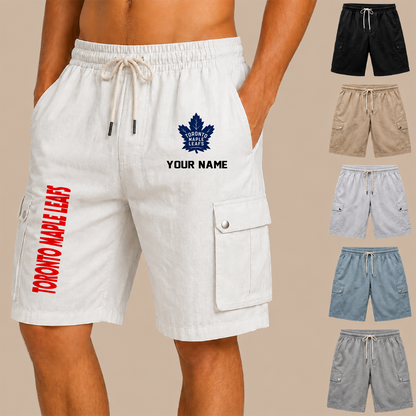 [SUPER SALE] NEW CUSTOMIZED NHL23 TML TORONTO MAPLE LEAFS MEN'S DRAWSTRING CARGO SHORTS