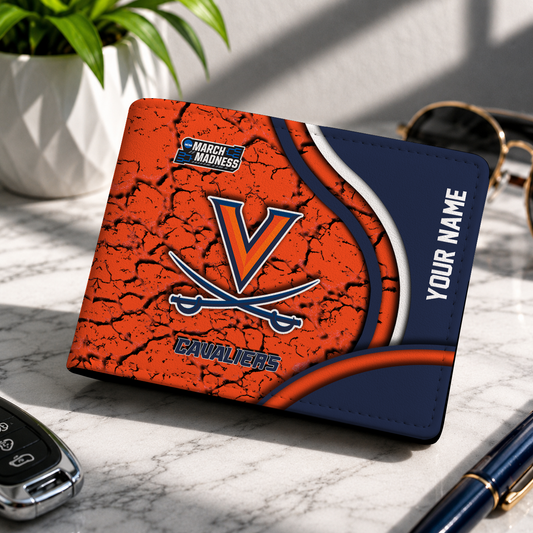 FINAL CLEARANCE - NEW CUSTOMIZED NCAA MAM23 VIC VIRGINIA CAVALIERS LEATHER WALLET
