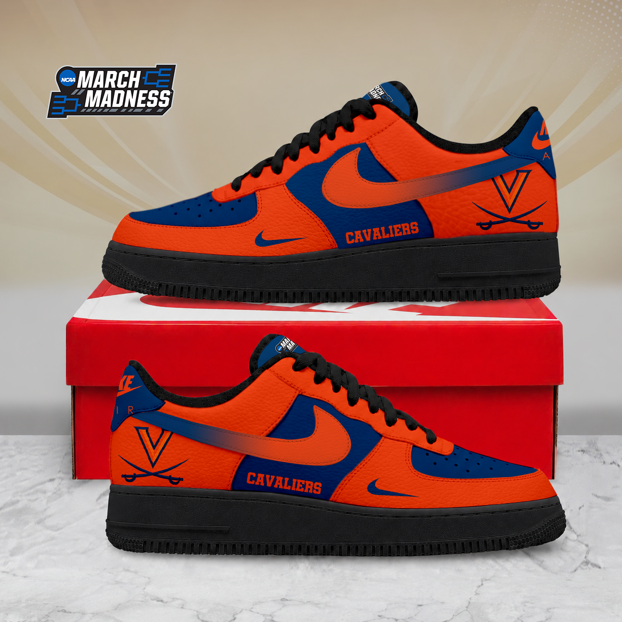 SPECIAL EDITION - NEW CUSTOMIZED NCAA MAM23 VIC VIRGINIA CAVALIERS AF1 SHOES
