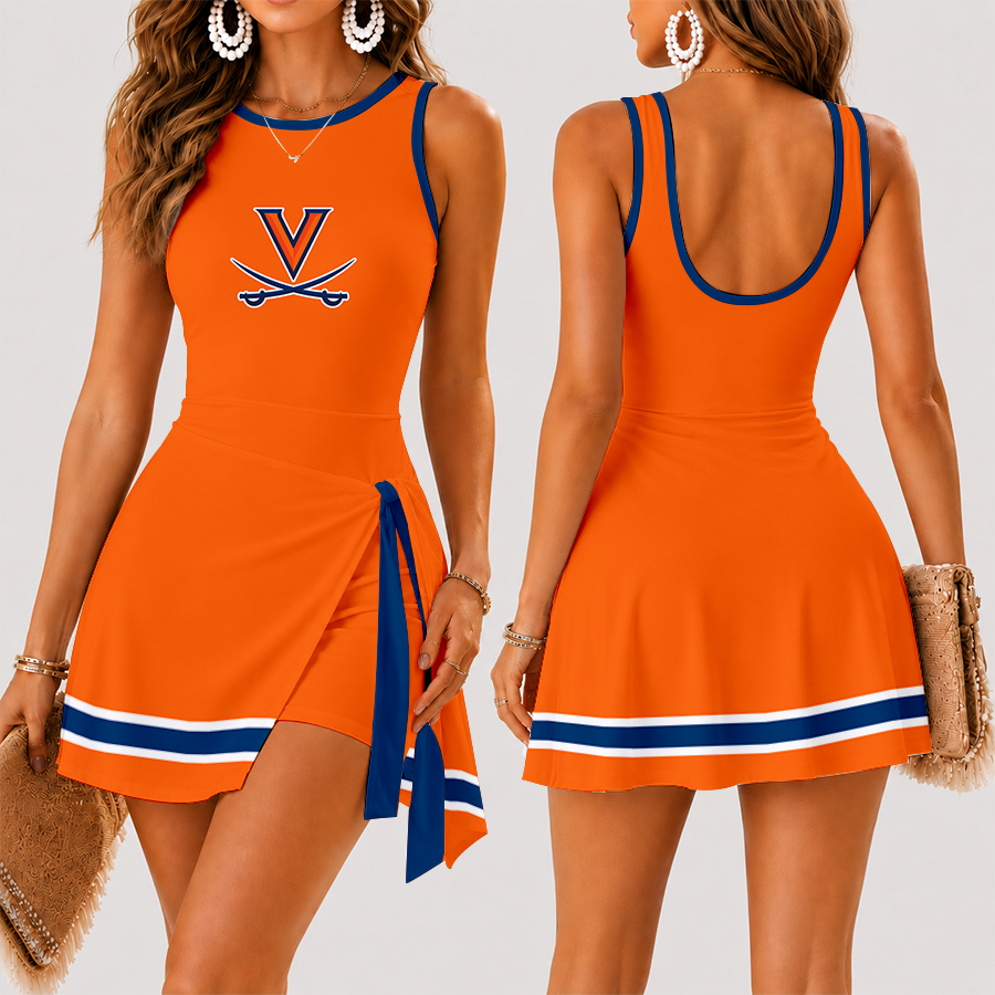 [FAN FAVORITE] NEW CUSTOMIZED NCAA MAM23 VIC VIRGINIA CAVALIERS WOMEN'S SUMMER SKORT DRESS