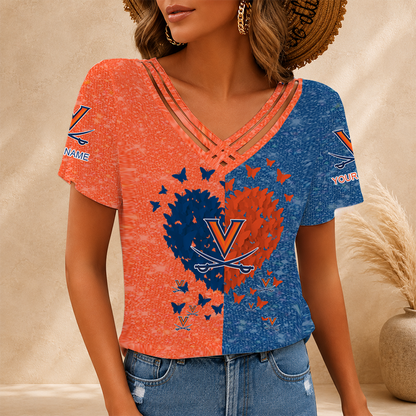 [FAN FAVORITE] NEW CUSTOMIZED NCAA MAM23 VIC VIRGINIA CAVALIERS V-NECK SHIRT