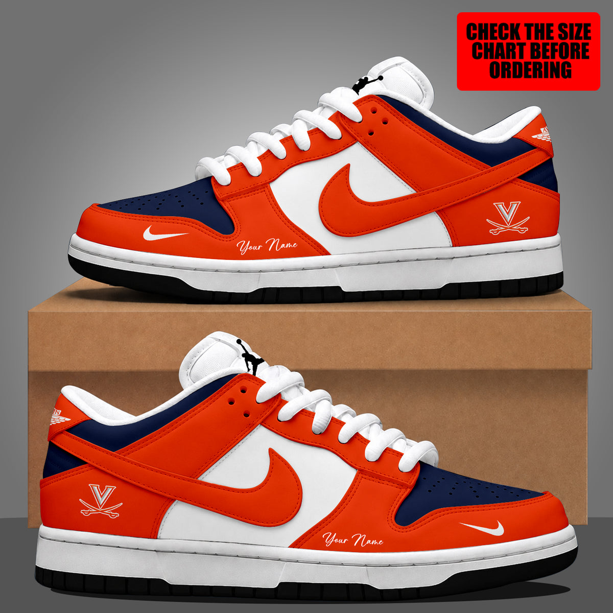 [FAN FAVORITE] NEW CUSTOMIZED NCAA MAM23 VIC VIRGINIA CAVALIERS STRAPPY DUNK LOW SHOES
